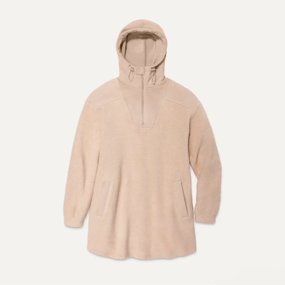 UGG Josephynn Hoodie Dress Cotton Cream Tan Pockets Oversized Large $138 NWT